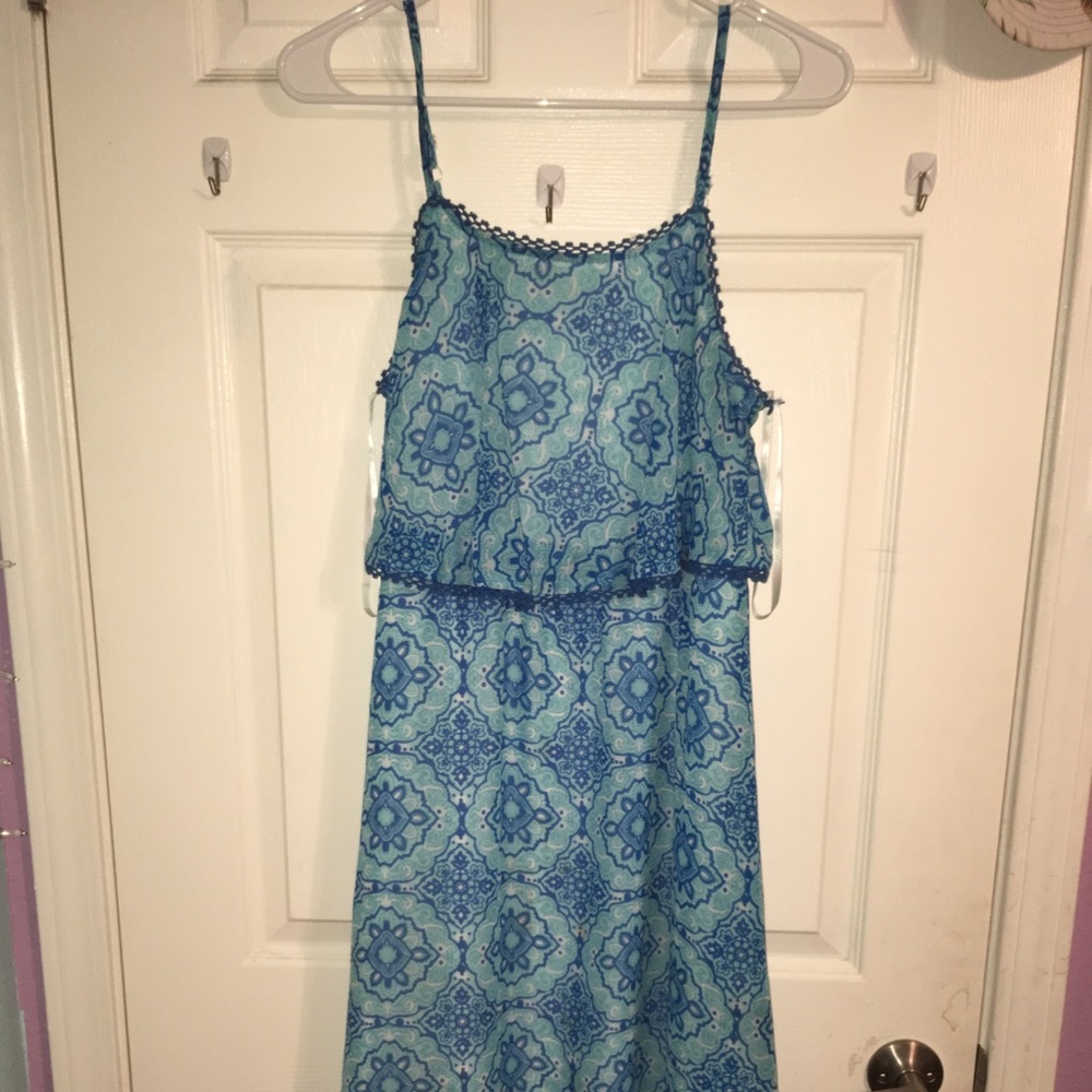 blue foot-long dress